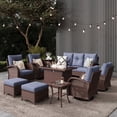 thumbnail image 1 of LayinSun 10 Pieces Outdoor Patio Furniture Set with Fire Pit Table, Rattan Wicker Sectional Swivel Rocker Chairs Sets, 1 of 9