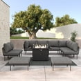 thumbnail image 1 of LayinSun 11 Pieces Aluminum Patio Furniture Set, Modern Modular Sectional Sofa with Fire Pit Table and Upgrade Thickness Cushion, 1 of 8