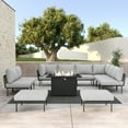 thumbnail image 1 of LayinSun 11 Pieces Aluminum Patio Furniture Set, Modern Modular Sectional Sofa with Fire Pit Table and Upgrade Thickness Cushion, 1 of 8