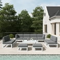 thumbnail image 1 of LayinSun 11 Pieces Modern Aluminum Patio Furniture Set with Coffee Table, Outdoor Modular Sectional Conversation Set L-Shaped Sofa for Backyard, 1 of 9