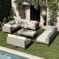 thumbnail image 1 of LayinSun 12-Piece Wicker Rattan Patio Furniture Set, Deep Seating Outdoor Modular Sectional Sofa Conversation Set with Thick Cushions for Lawn, Garden, 1 of 8