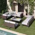 thumbnail image 1 of LayinSun 12-Piece Wicker Rattan Patio Furniture Set, Deep Seating Outdoor Modular Sectional Sofa Conversation Set with Thick Cushions for Lawn, Garden, 1 of 10