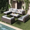 thumbnail image 1 of LayinSun 12-Piece Wicker Rattan Patio Furniture Set, Deep Seating Outdoor Modular Sectional Sofa Conversation Set with Thick Cushions for Lawn, Garden, 1 of 10