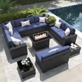 thumbnail image 1 of LayinSun 13 Pieces Outdoor Patio Furniture Set with 44" Fire Pit Table Black Rattan Sectional Sofa Conversation Sets, 1 of 7