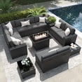 thumbnail image 1 of LayinSun 13 Pieces Outdoor Patio Furniture Set with 44" Fire Pit Table Black Rattan Sectional Sofa Conversation Sets, 1 of 7