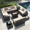 thumbnail image 1 of LayinSun 13 Pieces Outdoor Patio Furniture Set with 44" Fire Pit Table Black Rattan Sectional Sofa Conversation Sets, 1 of 7