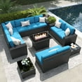 thumbnail image 1 of LayinSun 13 Pieces Outdoor Patio Furniture Set with 44" Fire Pit Table Brown Rattan Sectional Sofa Conversation Sets, 1 of 7