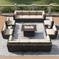 thumbnail image 1 of LayinSun 15 Piece Patio Furniture Set with Fire Pit Table, Outdoor Conversation Sets Wicker Rattan Sectional Sofa with Coffee Table, 1 of 8