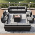 thumbnail image 1 of LayinSun 15 Piece Patio Furniture Set with Fire Pit Table, Outdoor Conversation Sets Wicker Rattan Sectional Sofa with Coffee Table, 1 of 8