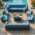thumbnail image 1 of LayinSun 15 Piece Patio Furniture Set with Fire Pit Table, Outdoor Conversation Sets Wicker Rattan Sectional Sofa with Coffee Table, 1 of 7