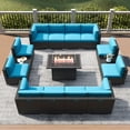 thumbnail image 1 of LayinSun 15 Piece Patio Furniture Set with Fire Pit Table, Outdoor Conversation Sets Wicker Rattan Sectional Sofa with Coffee Table, 1 of 8