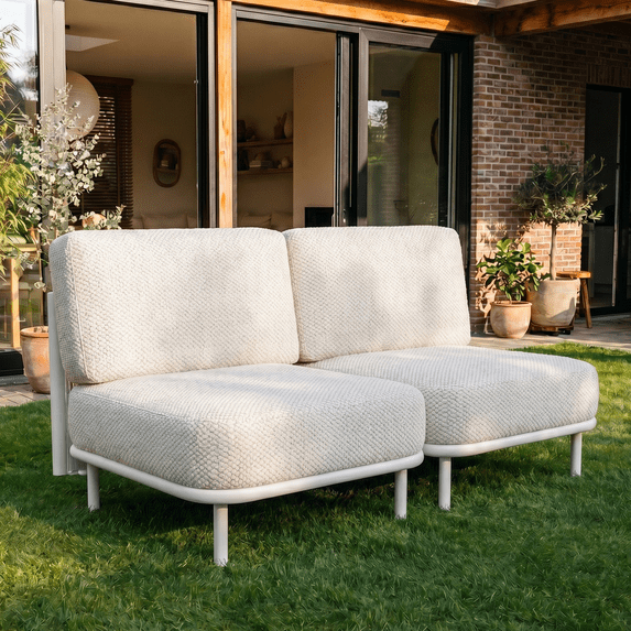 LayinSun 2 Pieces Outdoor Patio Furniture Set,Modular L-Shaped Sectional Sofa Set with 7" Thick Cushions