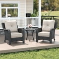 thumbnail image 1 of LayinSun 3 Piece Wicker Outdoor Furniture Set with 6-inch Comfy Cushions, High Back Patio Furniture Set with Rattan Armchairs and Side Table, 1 of 8