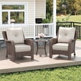 thumbnail image 1 of LayinSun 3 Piece Wicker Outdoor Furniture Set with 6-inch Comfy Cushions, High Back Patio Furniture Set with Rattan Armchairs and Side Table, 1 of 8