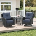 thumbnail image 1 of LayinSun 3 Piece Wicker Outdoor Furniture Set with 6-inch Comfy Cushions, High Back Patio Furniture Set with Swivel Rocking Chairs and Side Table, 1 of 8