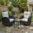 thumbnail image 1 of LayinSun 3 Pieces Patio Outdoor Conversation Set, Wicker Furniture Set with Swivel Chairs and Fire Pit Table 2-Seat, 1 of 8