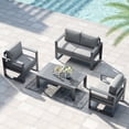 thumbnail image 1 of LayinSun 4 Piece Hight Back Aluminum Outdoor Furniture Set with Coffee Table, Modern Patio Conversation Sets, 1 of 7