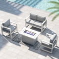 thumbnail image 1 of LayinSun 4 Piece Hight Back Aluminum Outdoor Furniture Set with Fire Pit Table, Modern Patio Conversation Sets, 1 of 7