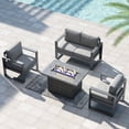 thumbnail image 1 of LayinSun 4 Piece Hight Back Aluminum Outdoor Furniture Set with Fire Pit Table, Modern Patio Conversation Sets, 1 of 7