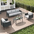 thumbnail image 1 of LayinSun 4 Piece Outdoor Furniture Set with Coffee Table, Modern Rope Woven Patio Conversation Sofa Set with Olefin Braid and Deep Seating, 1 of 9