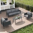 thumbnail image 1 of LayinSun 4 Piece Outdoor Furniture Set with Coffee Table, Modern Rope Woven Patio Conversation Sofa Set with Olefin Braid and Deep Seating, 1 of 9