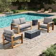 thumbnail image 1 of LayinSun 4 Pieces Aluminum Patio Furniture Set with Fire Pit Table, Oversized Seat with Hight Back, Outdoor Conversation Sets for Porch, Balcony, Deck, 1 of 7