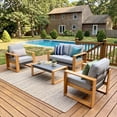 thumbnail image 1 of LayinSun 4 Pieces Aluminum Patio Furniture Set with Coffee Table, Oversized Seat with Hight Back, Outdoor Conversation Sets for Porch, Balcony, Deck, 1 of 8