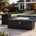 thumbnail image 1 of LayinSun 42 Inch Outdoor Fire Pit Table for Outside Patio, 55000BTU Rectangle Propane Firepit with Hidden Fuel Tank, Glass Wind Guard, Waterproof Cover and Lid, 1 of 8