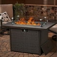 thumbnail image 1 of LayinSun 44" Propane Gas Fire Pit Table, 55000 BTU Rectangular Fire Pit with Glass Wind Guard for Outside Patio Deck Garden Backyard, 1 of 7