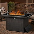 thumbnail image 1 of LayinSun 44" Propane Gas Fire Pit Table, 55000 BTU Rectangular Fire Pit with Glass Wind Guard for Outside Patio Deck Garden Backyard, 1 of 7