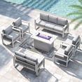 thumbnail image 1 of LayinSun 5 Piece Hight Back Aluminum Outdoor Furniture Set with Fire Pit Table, Modern Patio Conversation Sets, 1 of 7