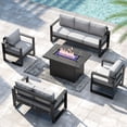 thumbnail image 1 of LayinSun 5 Piece Hight Back Aluminum Outdoor Furniture Set with Fire Pit Table, Modern Patio Conversation Sets, 1 of 7