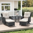 thumbnail image 1 of LayinSun 5 Piece Wicker Outdoor Furniture Set with 6-inch Comfy Cushions, High Back Patio Furniture Set with Swivel Rocking Chairs and Side Table, 1 of 9