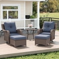 thumbnail image 1 of LayinSun 5 Piece Wicker Outdoor Furniture Set with 6-inch Comfy Cushions, High Back Patio Furniture Set with Swivel Rocking Chairs and Side Table, 1 of 9