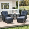 thumbnail image 1 of LayinSun 5 Piece Wicker Outdoor Furniture Set with 6-inch Comfy Cushions, High Back Patio Furniture Set with Swivel Rocking Chairs and Side Table, 1 of 9
