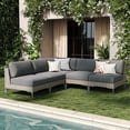 thumbnail image 1 of LayinSun 5-Piece Wicker Rattan Patio Furniture Set, Deep Seating Outdoor Modular Sectional Sofa Conversation Set with Thick Cushions for Lawn, Garden, 1 of 8