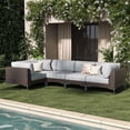 thumbnail image 1 of LayinSun 5-Piece Wicker Rattan Patio Furniture Set, Deep Seating Outdoor Modular Sectional Sofa Conversation Set with Thick Cushions for Lawn, Garden, 1 of 9