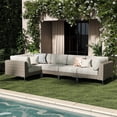 thumbnail image 1 of LayinSun 5-Piece Wicker Rattan Patio Furniture Set, Deep Seating Outdoor Modular Sectional Sofa Conversation Set with Thick Cushions for Lawn, Garden, 1 of 8