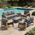 thumbnail image 1 of LayinSun 5 Pieces Aluminum Patio Furniture Set with Fire Pit Table, Oversized Seat with Hight Back, Outdoor Conversation Sets for Porch, Balcony, Deck, 1 of 7