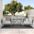 thumbnail image 1 of LayinSun 5 Pieces Aluminum Patio Furniture Set, Modern Modular Sectional Sofa with Coffee Table and Upgrade Thickness Cushion, 1 of 8