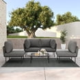 thumbnail image 1 of LayinSun 5 Pieces Aluminum Patio Furniture Set, Modern Modular Sectional Sofa with Coffee Table and Upgrade Thickness Cushion, 1 of 8