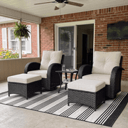 LayinSun 5 Pieces Outdoor Patio Furniture Set, Rattan Wicker Sectional Swivel Rocker Chairs Sets