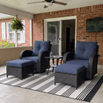 thumbnail image 1 of LayinSun 5 Pieces Outdoor Patio Furniture Set, Rattan Wicker Sectional Swivel Rocker Chairs Sets, 1 of 9