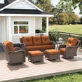 thumbnail image 1 of LayinSun 6 Pieces Patio Furniture Sets, Outdoor Wicker Conversation Set with Swivel Chairs and 6" Thick Cushion for Deck Garden Backyard, 1 of 7