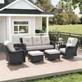 thumbnail image 1 of LayinSun 6 Piece Wicker Outdoor Furniture Set with 6-inch Comfy Cushions, High Back Patio Furniture Set with Swivel Rocking Chairs and Side Table, 1 of 9
