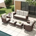 thumbnail image 1 of LayinSun 6 Piece Wicker Patio Furniture Set, Classis Outdoor Conversation 360 Degree Swivel Chairs Set with Coffee Table, 1 of 7