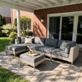 thumbnail image 1 of LayinSun 6-Piece Wicker Rattan Patio Furniture Set, Deep Seating Outdoor Modular Sectional Sofa Conversation Set with Thick Cushions for Lawn, Garden, 1 of 7
