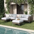 thumbnail image 1 of LayinSun 6-Piece Wicker Rattan Patio Furniture Set, Deep Seating Outdoor Modular Sectional Sofa Conversation Set with Thick Cushions for Lawn, Garden, 1 of 10