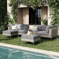 thumbnail image 1 of LayinSun 6-Piece Wicker Rattan Patio Furniture Set, Deep Seating Outdoor Modular Sectional Sofa Conversation Set with Thick Cushions for Lawn, Garden, 1 of 8