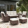 thumbnail image 1 of LayinSun 6 Pieces Outdoor Patio Furniture Set, Rattan Wicker Sectional Swivel Rocker Chairs Sets with Ottomans, Swivel Glider Chairs, and Coffee Table, 1 of 8